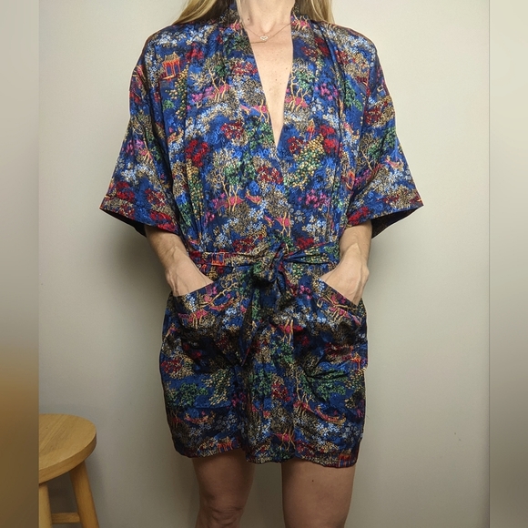 Vintage Kimono | Robe Cover-up | Blue | Size Large - Picture 8 of 9